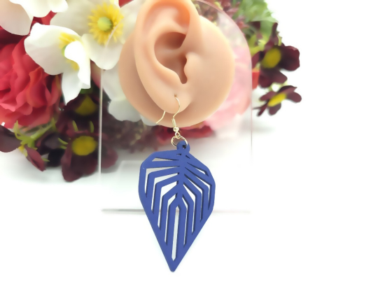 Preview: Blatt Holz Ohrringe Wood farbig